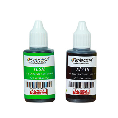 Perfection CHEF 2'li Sıvı Su Bazlı Likit Gıda Boyası Yeşil Siyah 2 X 30 gr.
