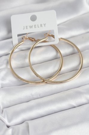 Gold Renk Pirinç Köşeli Kenar Halka 54 mm Kadın Küpe TJ-BKP11767