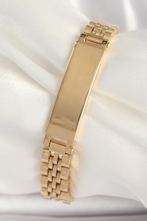 316L Çelik Gold Renk Zincir Künye Model Erkek Bileklik TJ-EB3719