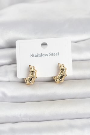 316L Çelik Gold Renk Halka Model Kadın Küpe TJ-BKP11834