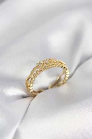 Gold Renk Minimal Yıldızlı Model Kadın Yüzük TJ-BYK4117