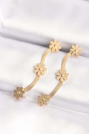 316L Çelik Gold Renk İtalyan Zincir Papatya Küpe TJ-BKP8801