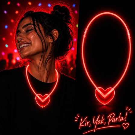 Marsilyan Kalp Parti Kolyesi Neon Işıklı Kırmızı Doğum Günü