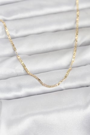 CM 14K Gold Renk Yassı Zincir Model 60 cm Kadın Kolye TJ-BKO10946