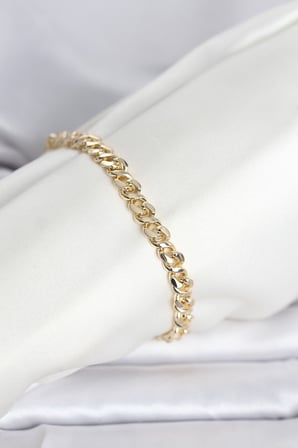 CM 14K Gold Renk Yassı Zincir Model Kadın Bileklik TJ-BB8305