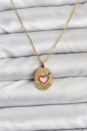 316L Çelik Zincir Gold Renk Kalp Figürlü Kadın Kolye TJ-BKO10757