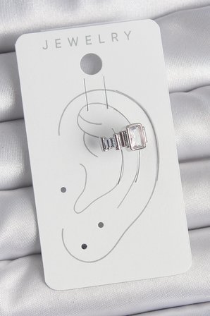 Pirinç Gümüş Renk Kare Zirkon Taşlı Kadın Kıkırdak Model Küpe TJ-BKP10560