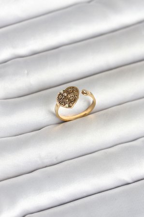 316L Çelik Gold Renk Kalp Model Kadın Yüzük TJ-BYK4172
