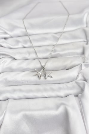 316L Çelik Zincir Gümüş Renk Deniz Yıldızı Model Zirkon Taşlı Kadın Kolye TJ-BKO10906