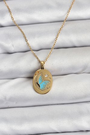 316L Çelik Zincir Gold Renk Figür Kadın Kolye TJ-BKO10755