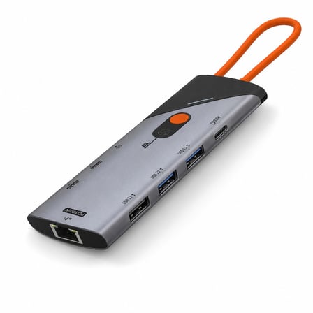 Type-c Hub Pd 100W Hdmı 4K 60Hz Dp Gigabit Lan Kart Okuyucu 9 Port 5 Gbps Gri HDX7878