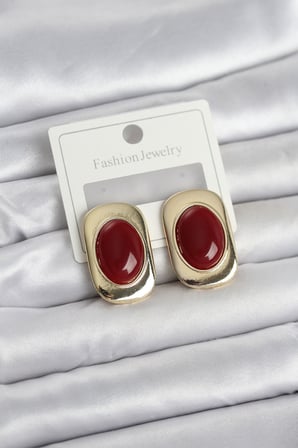 Bordo Renk Kare Model Vintage Kadın Küpe TJ-BKP11658