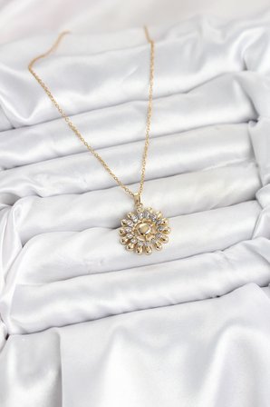 316L Çelik Zincir Gold Renk Güneş Model Kadın Kolye TJ-BKO10605