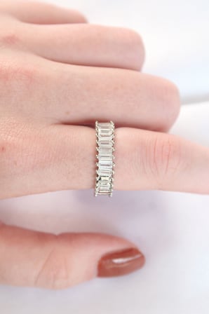 Sıralı Baget Taşlı Silver Renk Ayarlanabilir Yüzük TJ-BYK3110