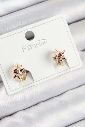 Pirinç Zirkon Taşlı Yıldız Model Gold Renk Çocuk Küpe TJ-BKP11197