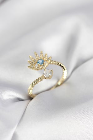 Gold Renk Göz Model Zirkon Taşlı Kadın Yüzük TJ-BYK4074
