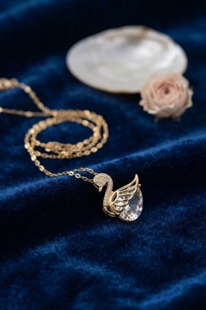 316L Çelik Zincir Gold Renk Kuğu Model Kadın Kolye TJ-BKO11243