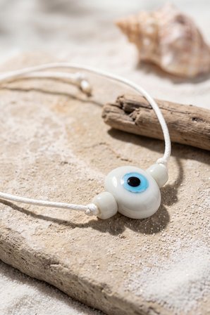 Handmade Bohem Beyaz Nazar Kolye TJ-BKO11201