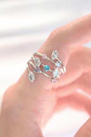 Renkli Zirkon Taşlı Silver Renk Ayarlanabilir Yüzük TJ-BYK3127