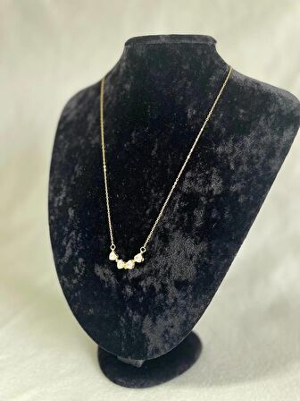 Yonca Mıklantıslı Çelik Kolye, Çelik Zincir 50 cm Gold