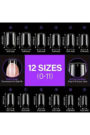 Takma Tırnak Seti & Zararsız Yapıştırıcı 24'Lü Şeffaf Balerin Orta Uzunlukta Tasarım