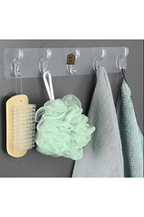 ASKI 5Lİ ŞEFFAF KENDİNDEN YAPIŞKANLI GÜÇLÜ ASKILIK BANYO MUTFAK KAPI ARKASI TEK PAKET