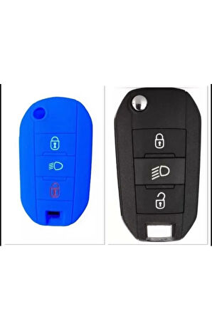 Citroen Yeni C3 Aircross Silikon Anahtar Koruma Kılıfı Mavi Renk Görselde Uyumlu Model Mevcut