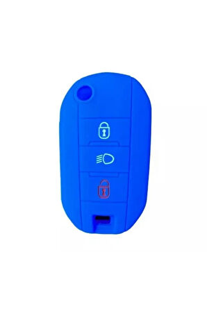 Citroen Yeni C3 Aircross Silikon Anahtar Koruma Kılıfı Mavi Renk Görselde Uyumlu Model Mevcut