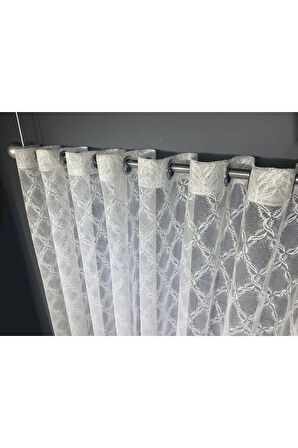 Seher Yeni Tasarım Rustik Kuşgözü Tül Perde