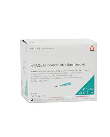 Steril Enjektör İğnesi 0,8 x 16 mm (100 Ad) Yeşil