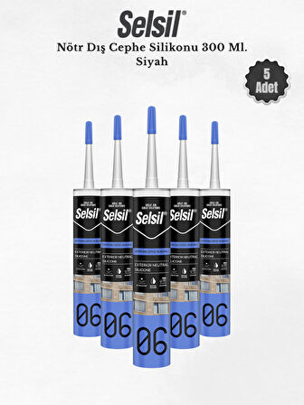 Selsil Nötr Dış Cephe Silikonu Siyah 300 Ml. 5 Adet