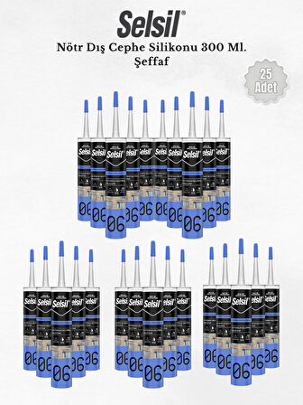 Selsil Nötr Dış Cephe Silikonu Seffaf 300 Ml. 25 Adet
