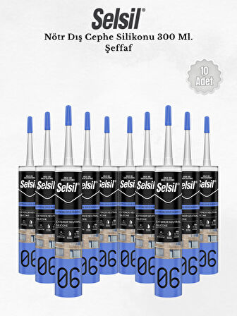 Selsil Nötr Dış Cephe Silikonu Seffaf 300 Ml. 10 Adet