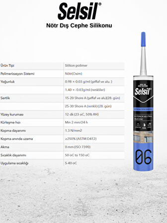 Selsil Nötr Dış Cephe Silikonu Seffaf 300 Ml. 10 Adet