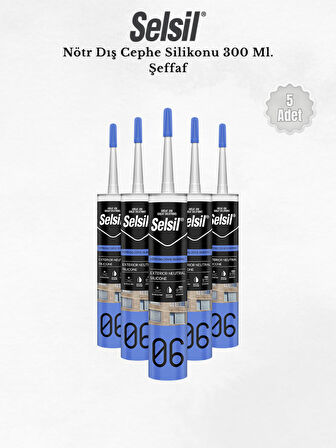 Selsil Nötr Dış Cephe Silikonu Şeffaf 300 Ml. 5 Adet