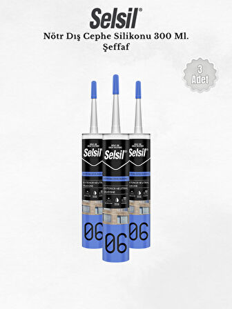 Selsil Nötr Dış Cephe Silikonu Seffaf 300 Ml. 3 Adet
