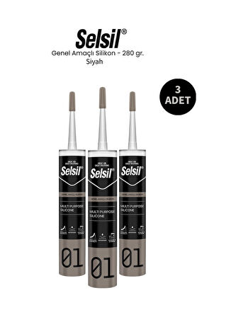 Selsil Genel Amaçlı Siyah Silikon 280 Gr. 3 Adet