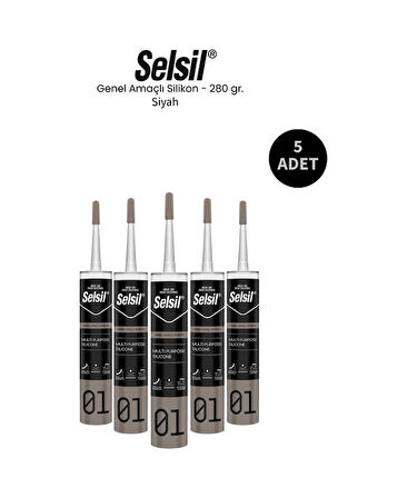 Selsil Genel Amaçlı Siyah Silikon 280 Gr. 5 Adet