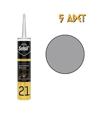 Selsil Silikonize Gri Mastik 500 Gr. 5 Adet