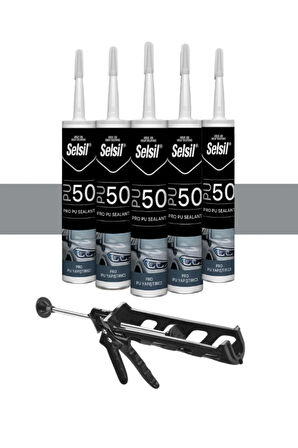 Selsil Pu Mastik 280 Ml. Gri (5 Adet), Plastik Tabanca