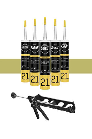 Selsil Silikonize Mastik 500 Gr. Bronz (5 Adet), Plastik Tabanca