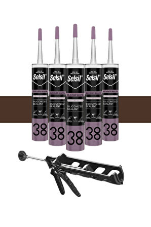 Selsil Silikonize Mastik 500 Gr. Kahverengi (5 Adet), Plastik Tabanca