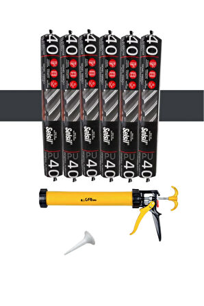 Selsil Sosis Pu Mastik 600 Ml. Antrasit (5 Adet),Sosis Tabancası 600 Ml