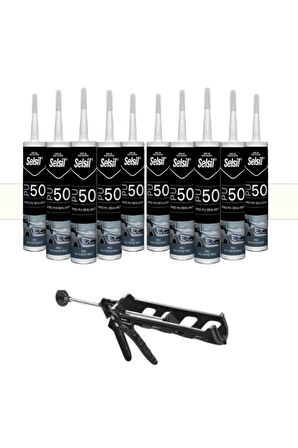 Selsil Pu Mastik 280 Ml Beyaz (10 Adet), Plastik Tabanca