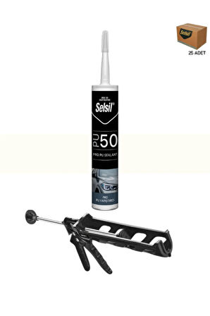 Selsil Pu Mastik 280 Ml Beyaz (25 Adet), Plastik Tabanca