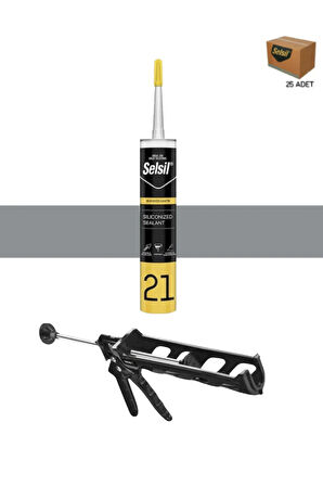 Selsil Silikonize Mastik 500 Gr Gri (25 Adet), Plastik Tabanca