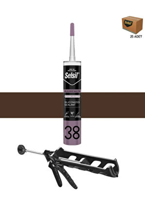 Selsil Silikonize Mastik 500 Gr K.Kahverengi (25 Adet), Plastik Tabanca