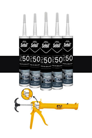 Selsil Pu Mastik 280 Ml Siyah (5 Adet),Alüminyum Tabanca