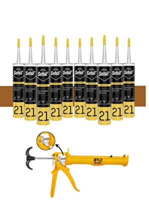 Selsil Silikonize Mastik 500 Gr Altınmeşe (10 Adet),Alüminyum Tabanca