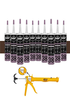 Selsil Silikonize Mastik 500 Gr K.Kahverengi  (10 Adet),Alüminyum Tabanca
